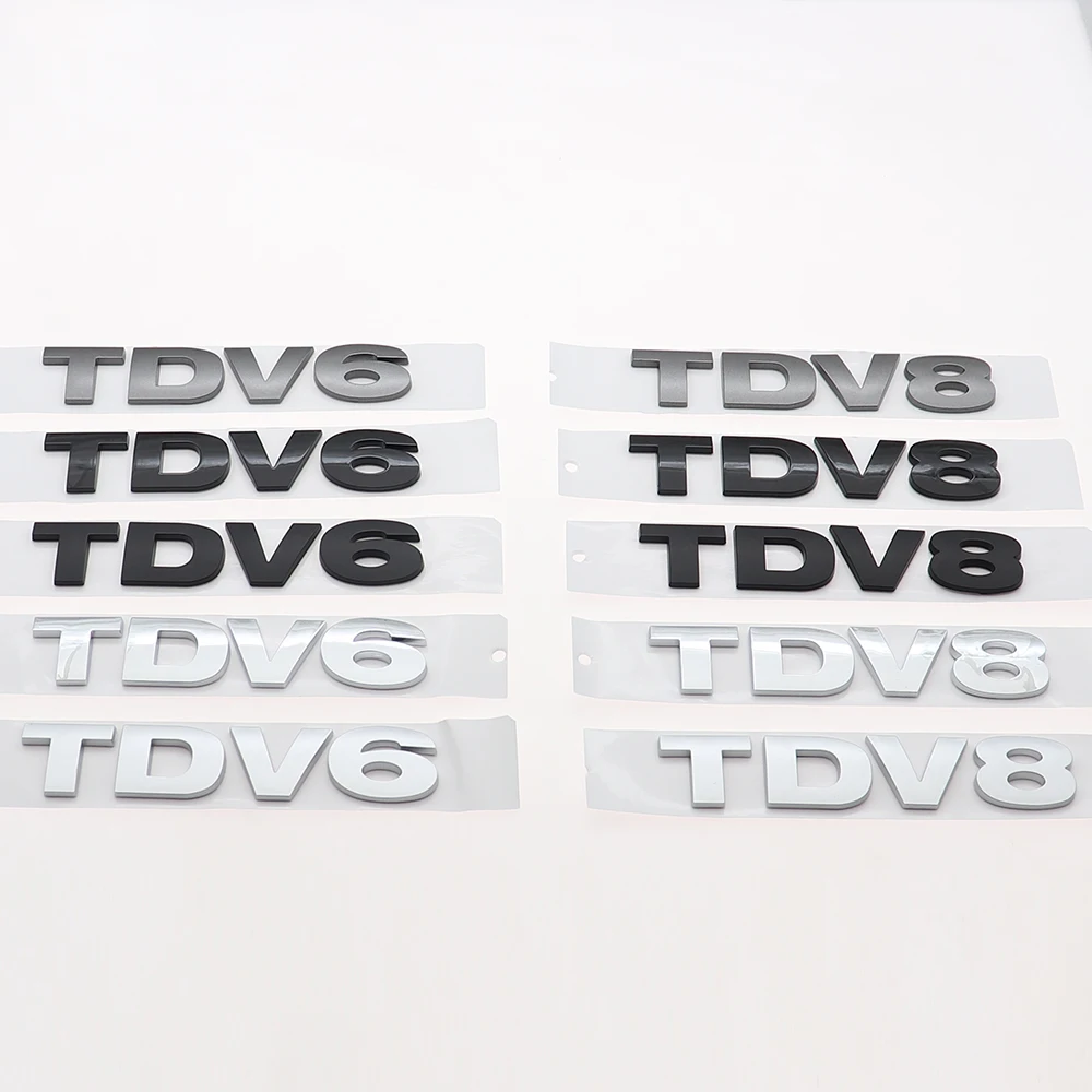 1PC 3D ABS TDV6 TDV8 Car Letter Logo Side Sticker Tail Bumper Badge Auto Rear Trunk Emblem Accessories LH