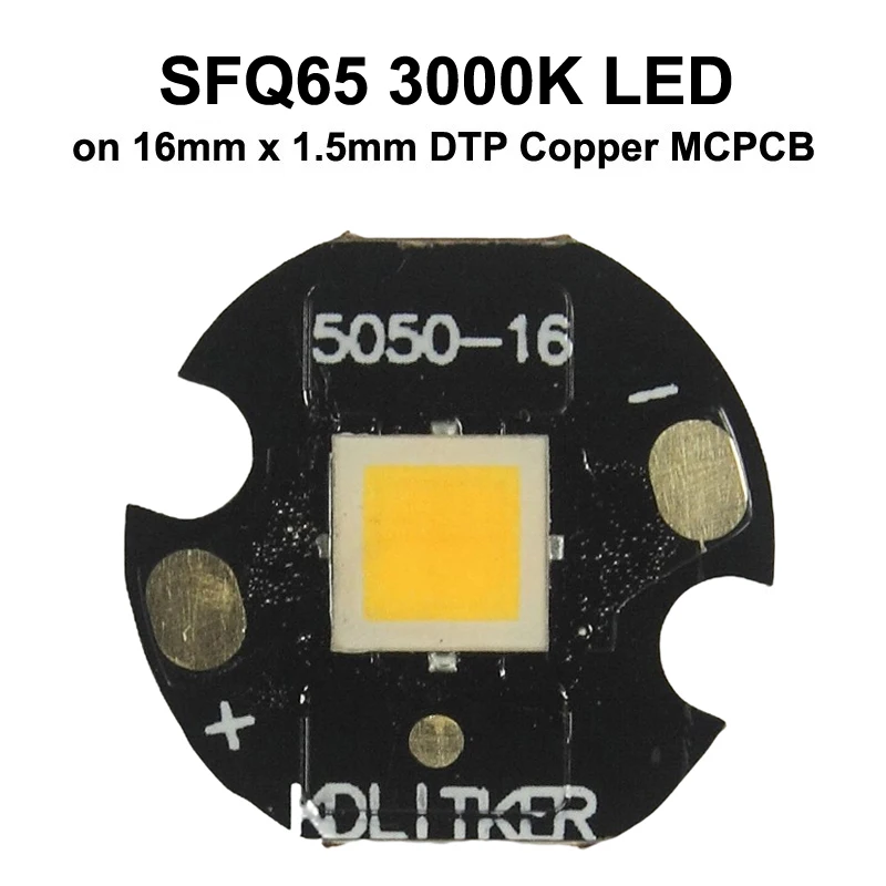 SFQ65 4x Core 3V 20A Warm White 3000K CRI90 5000 Lumens SMD 5050 LED on KDLitker DTP Copper mCPCB High CRI Yellow Light