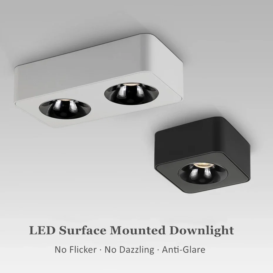 

Surface Mounted Dimmable Square COB Ceiling LED Lamp CREE Chip RA90 10W 15W 2x10W 2x15W Downlight Spot Light Indoor Lighting