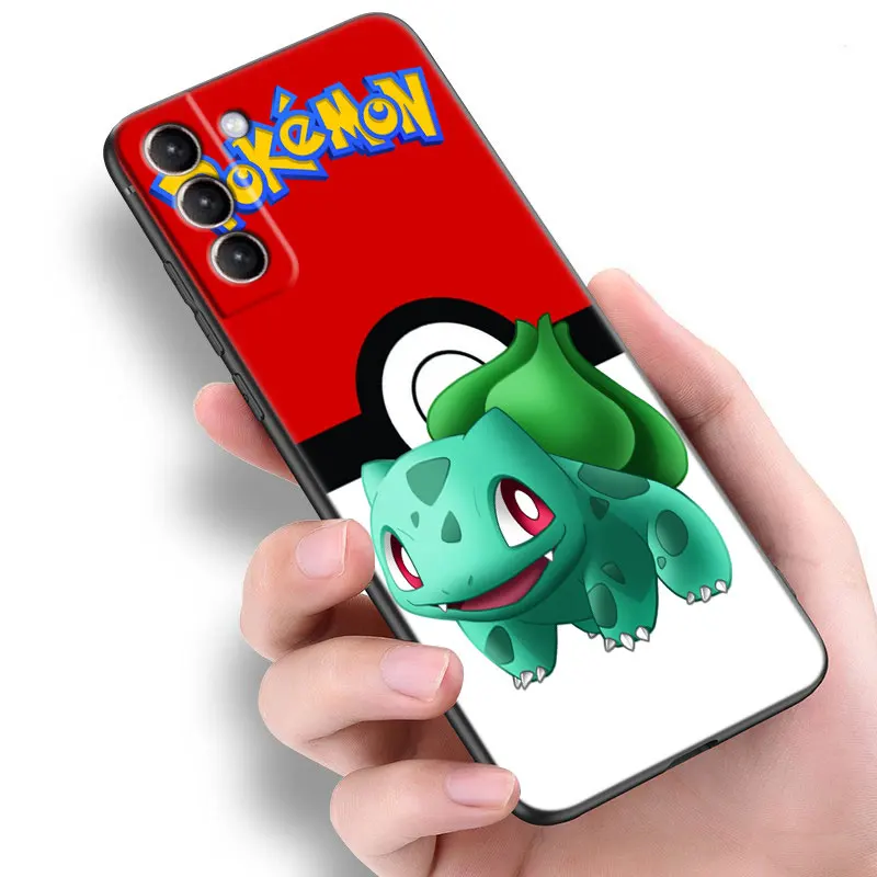 Bulbasaur Pokemon Phone Case For Samsung Galaxy S23 S22 S21 Ultra S20 FE 5G S10E S10 Lite S8 S9 Plus S7 Edge Black Cover