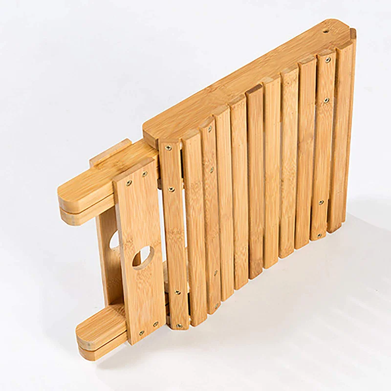 1pc bamboo, wood. Portable Folding Bamboo Chair - Collapsible Stool for Beach, Fishing, Shoe Changing & Home Furnishing