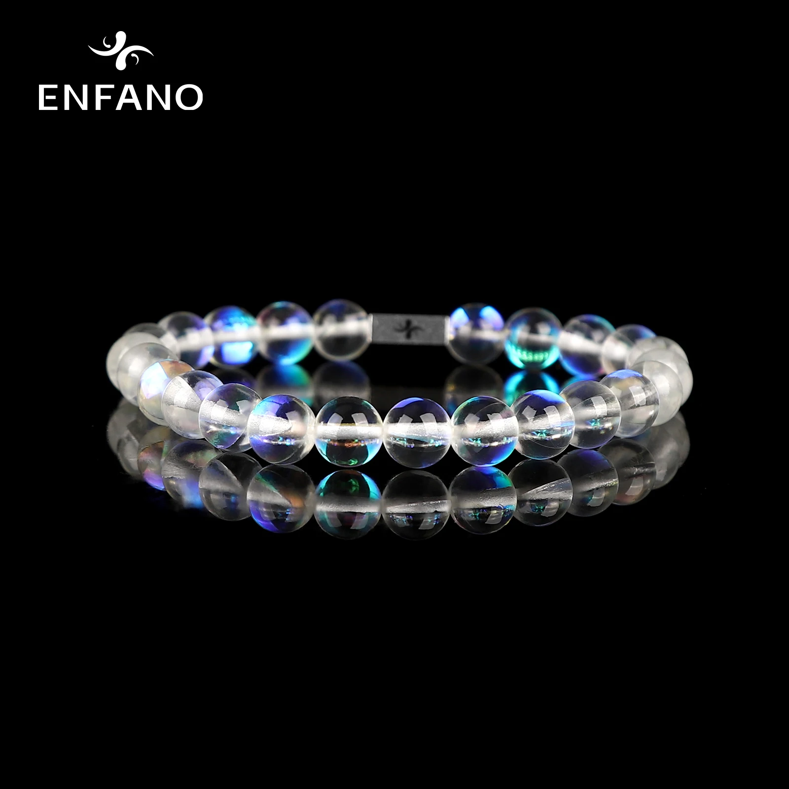 

ENFANO Beaded Bracelet 8mm Frosted Flash Crystal Round Fashion Retro Children's Day Gift Size Name Personalized Customization