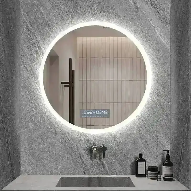Round Makeup Wall Explosion-proof Mirror LED Mounted Anti Fog Bathroom Mirror with Smart Light Nordic Style Sink Essentials