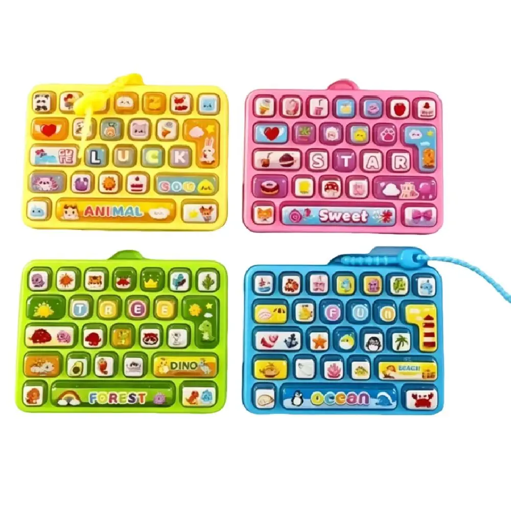 Cartoon 26 Keys Keyboard Keychain Animals Pressable Keys Keyboard Clicker Keychain Creative Mini Stress Relief Fidget