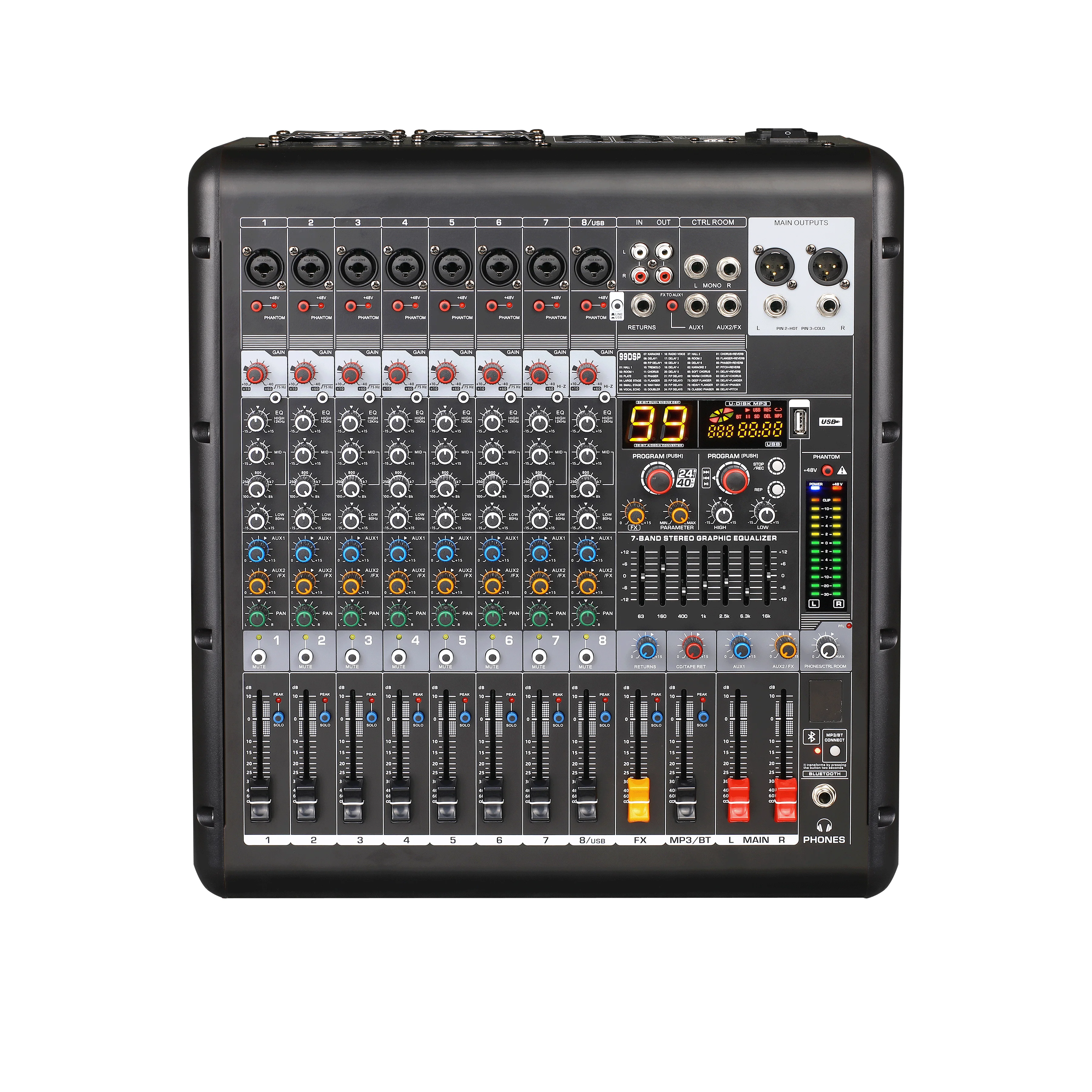 Professional Mixing Console Power Audio Mixer 8/12/16 Channel Audio Mixer Amplifier with Equalizer for Music Dj