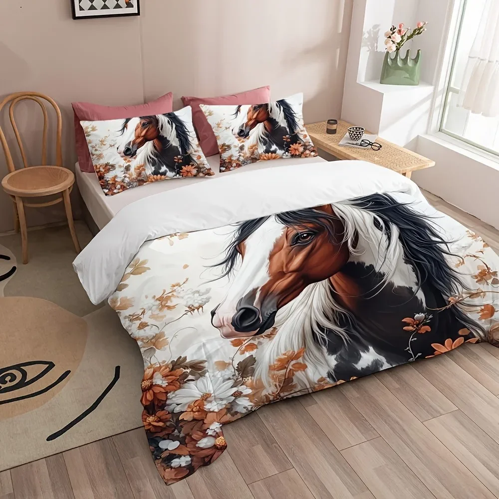 

Animal Horse Bedding Set 3D Printed Duvet Cover With Pillowcase Twin Queen Size Duvet Cover Set Bed Set For Adult Home Decor