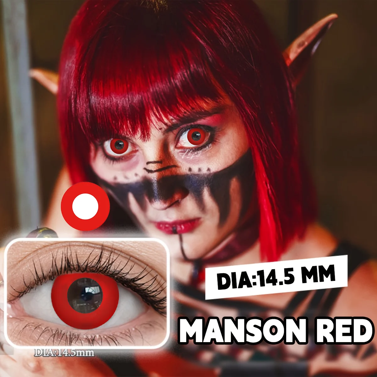 VISUASHOW Block Blind Anime Cosplay Farbige Kontaktlinsen 6 Monate Einweg-Softlinsen für Weihnachts- und Halloween-Party-Make-up – Detail 4