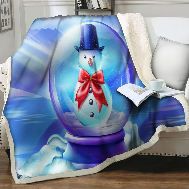 

Dreamlike Snowman Print Kids Soft Warm Flannel Bedding Plush Throw Blankets for Beds Couch Sofa Merry Christmas Quilts Nap Cover