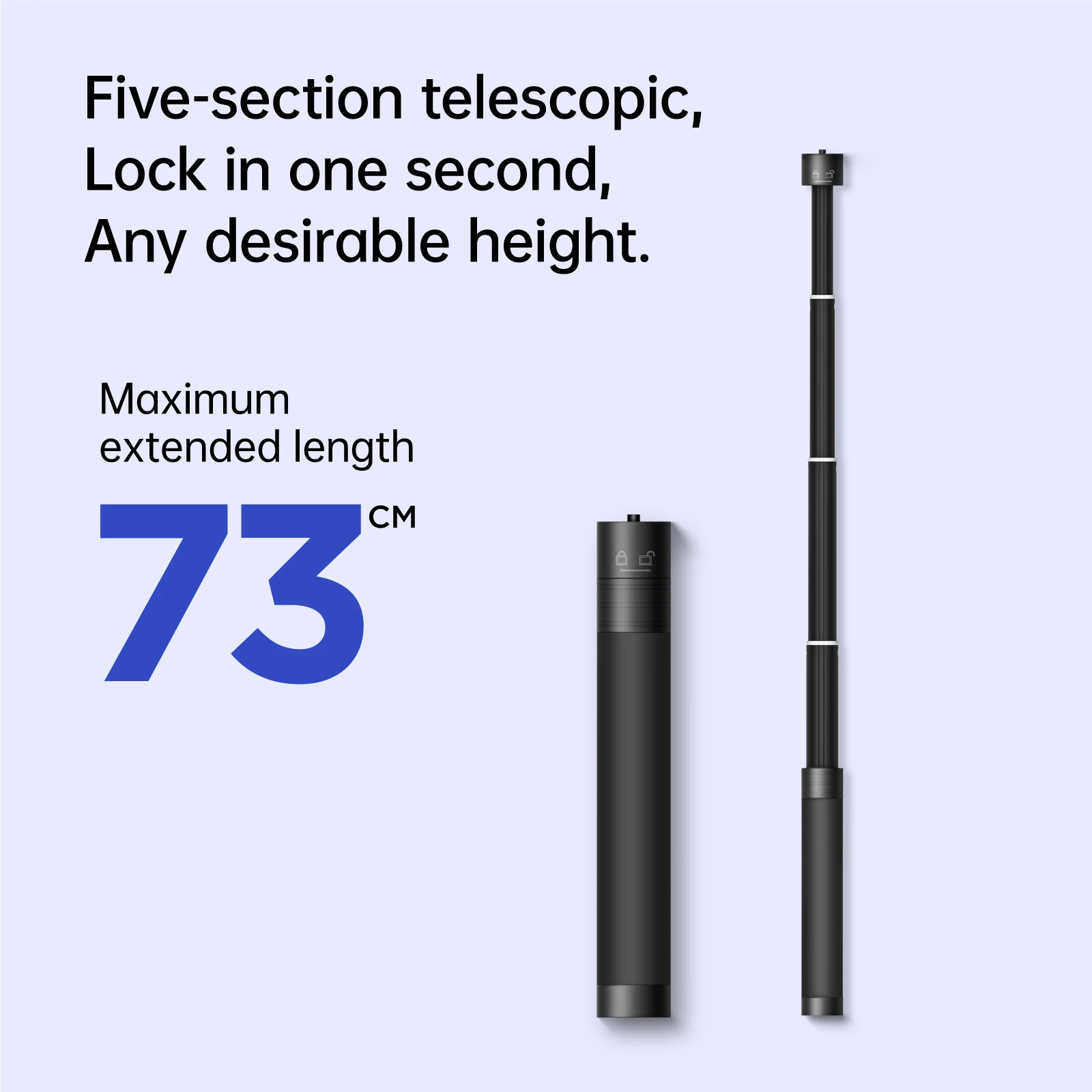 AOCHUAN E10 Aluminum Extension Rod 28.7” Adjustable Selfie Stick Compatible with 3-Axis Gimbal