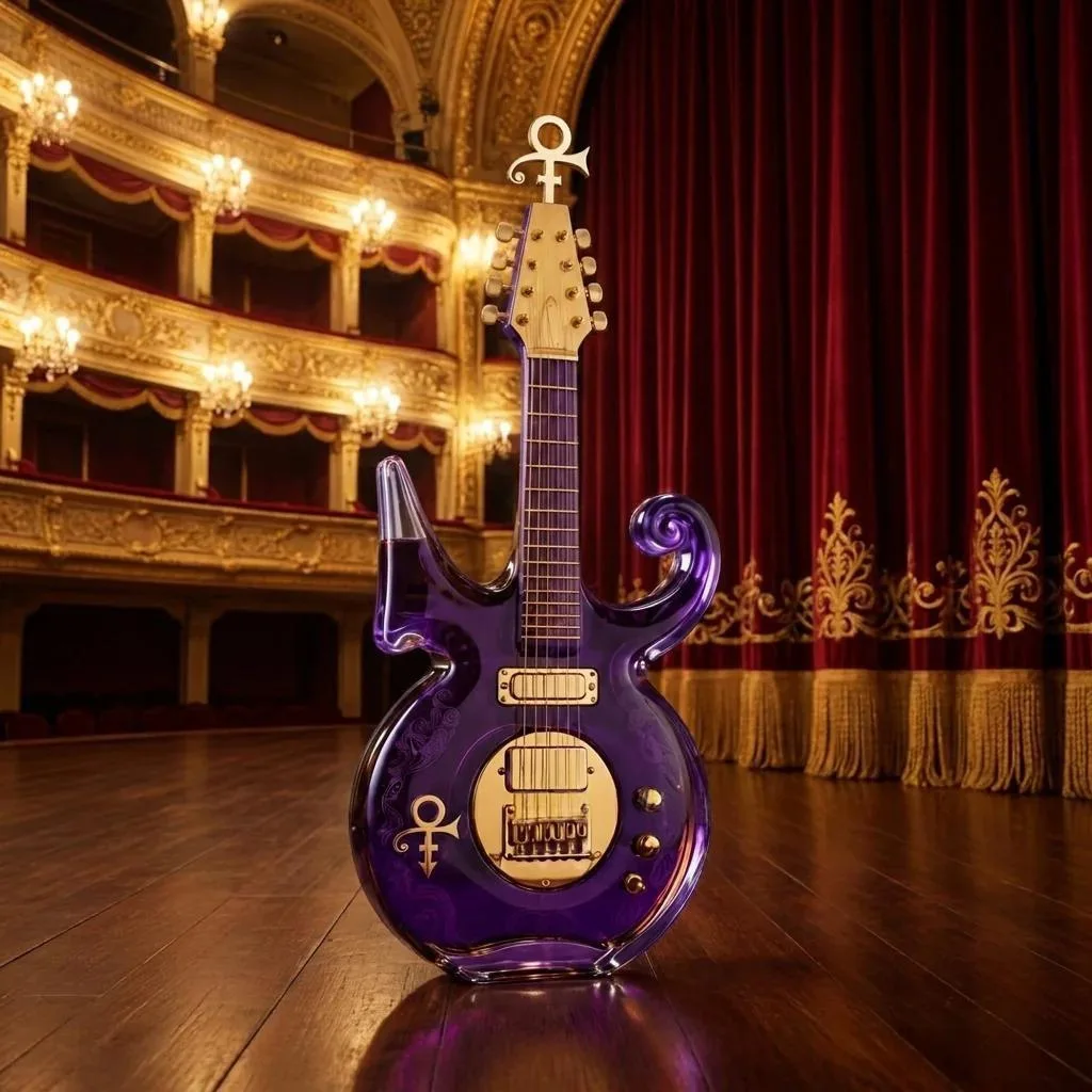 Prince Purple Guitar Glass Decanter 350ml Music Legend Inspired Whiskey Bottle Rock Star Fan Collectible Bar Decor