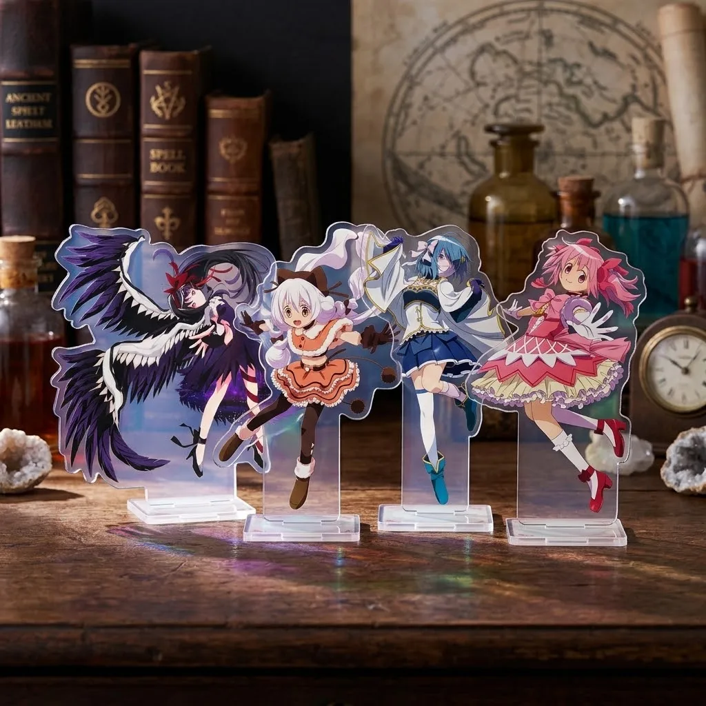 Puella Magi Madoka Magica 15cm Acrylic Stand Key Chain Figure - Devil Homura Akemi with Big Wings - Anime Desktop Display Orname