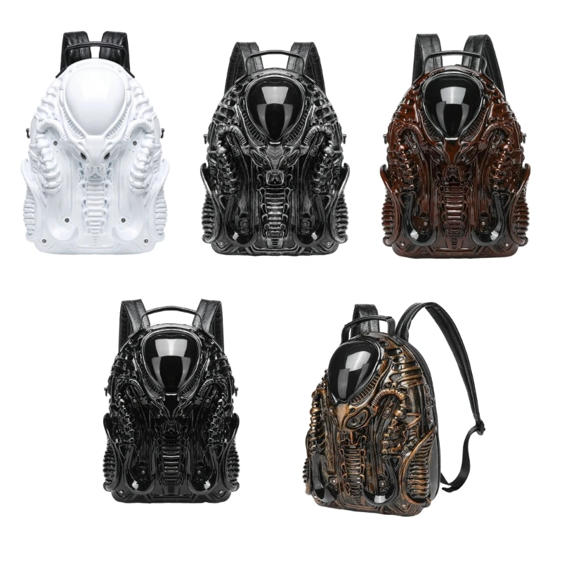 Woman Halloween Backpack Cool Predalien Handbag Man Casual Daypacks 3D Xenomorph Shaped Backpack Novelty Travel Backpack