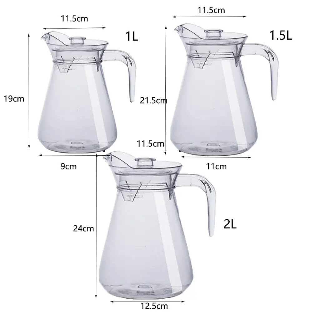Water Jug Acrylic Cold Water Pot Kettle 1/1.5/2L Water Pot Large Capacity High Temperature Resistant Juice Jug Coffee Jug Teapot