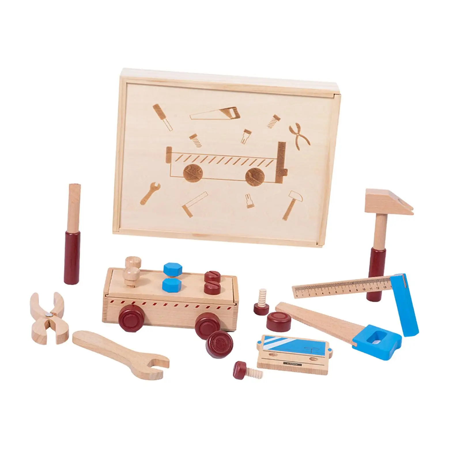 

Wooden Nuts and Bolts Set Montessori Wooden Tool Set for Kids Girls Toddlers