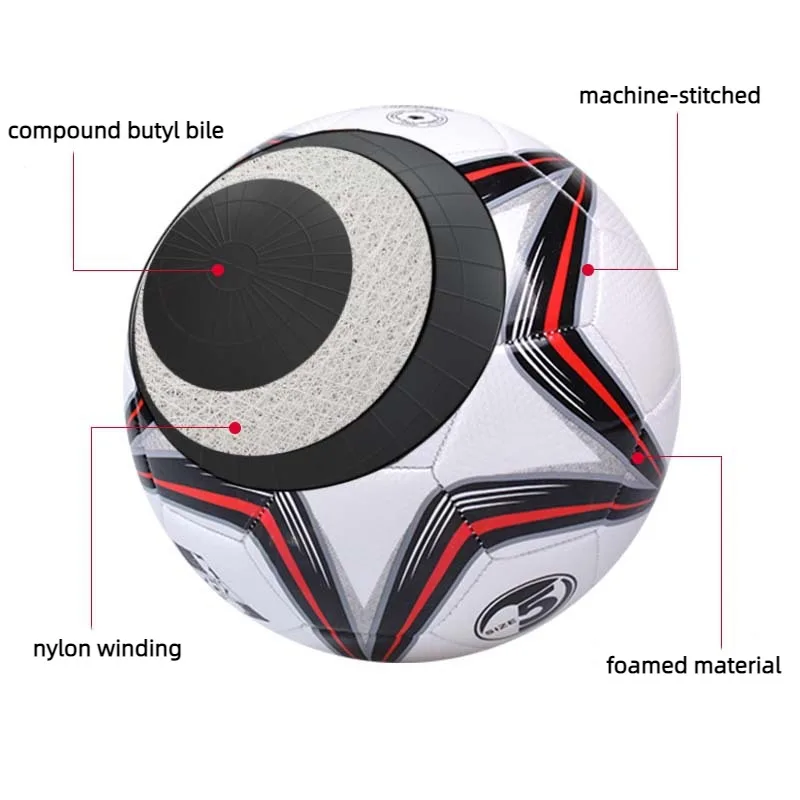 Standard Size 4 Football PVC Machine-sewn Explosion Proof Kicking Resistant Training Soccer Ball Children Youths Team Match Ball