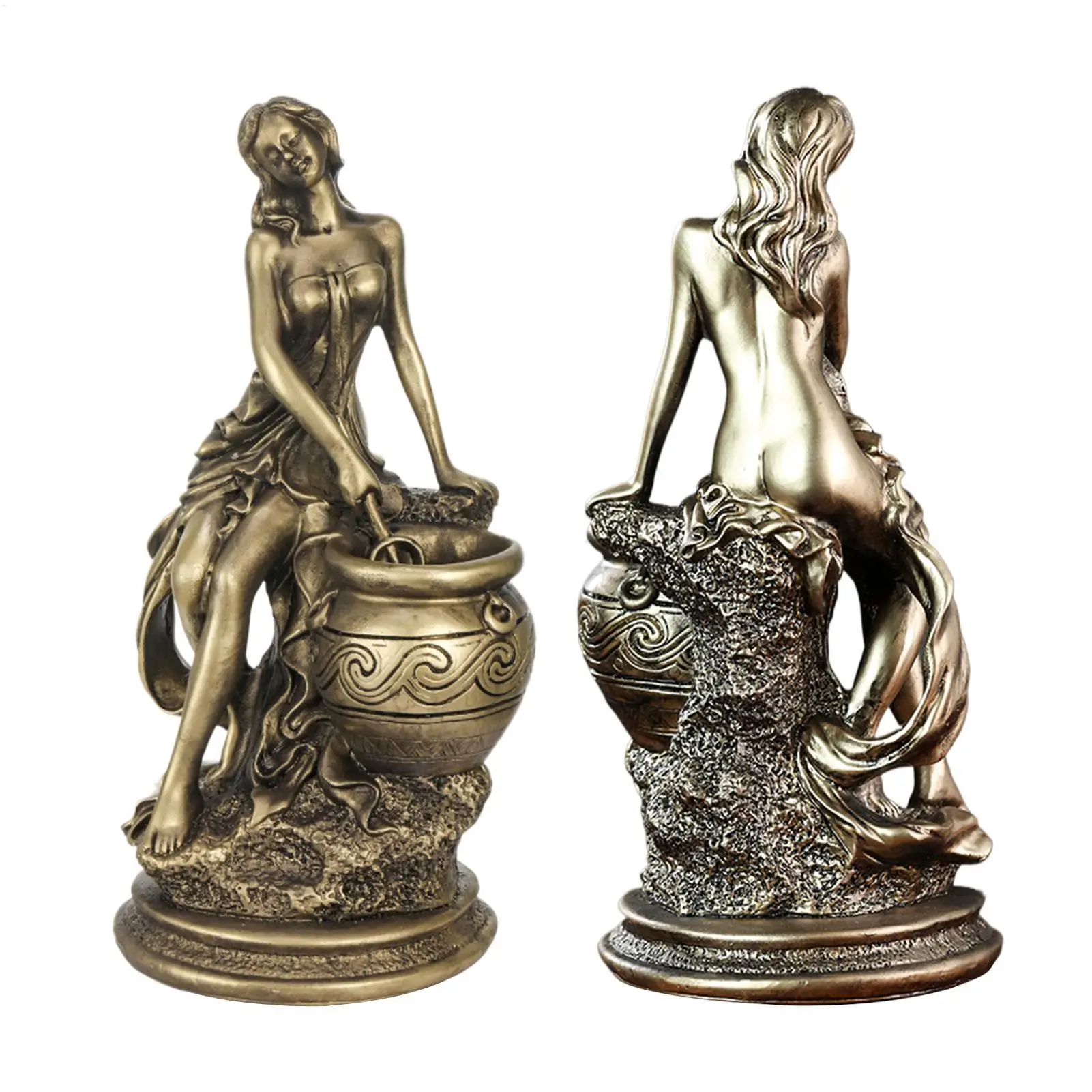Goddess Statue Vintage Decor Antique Bronze Finish Sculpture Vintage Goddess Statue Greek Goddesss Statue Resin Crafts