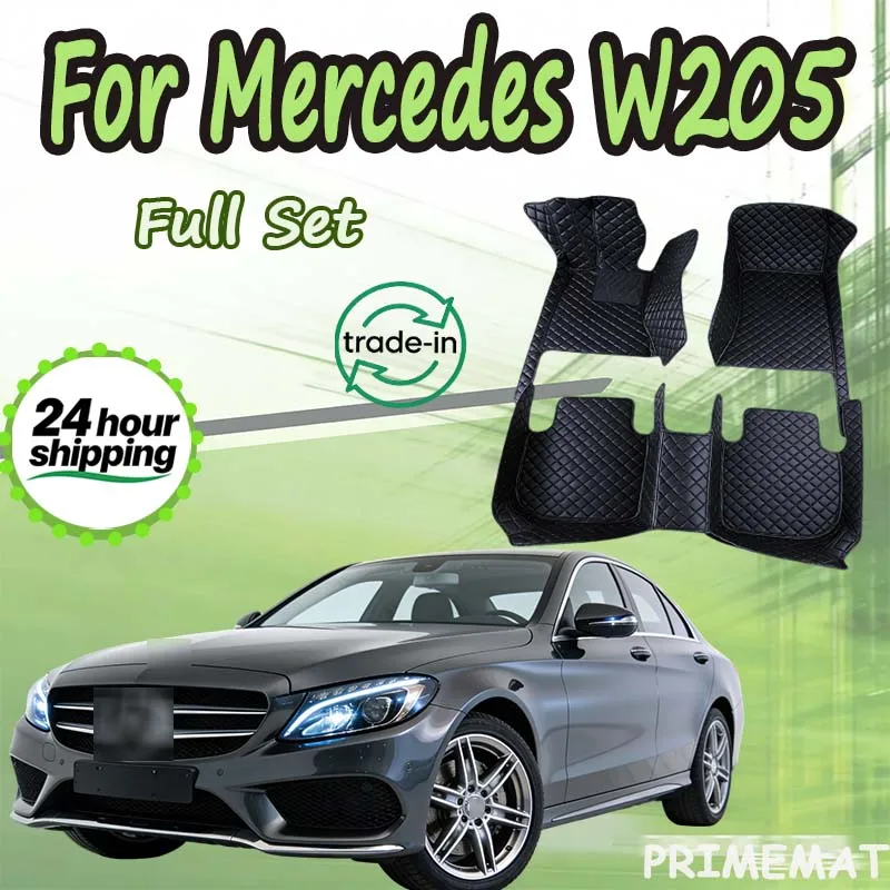 

LUXURY Custom Automotive Car Floor Mats For Mercedes W205 2014 2015 2016 2017 2018 Auto Luxury Leather