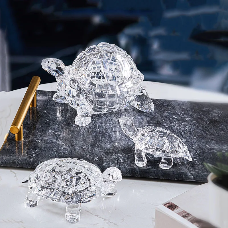 Turtle Sculpture Ornament,Tortoise Model Statue,Transparent Acrylic Artwork,Animal Crafts Desktop Decoration,Exquisite Art Gifts