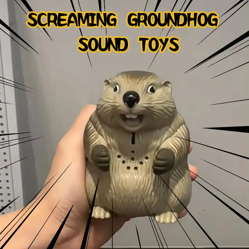 

Screaming Marmot Toy Desk Stress Reliever Cute Simulated Animal World Screaming Groundhog Sounding Toy