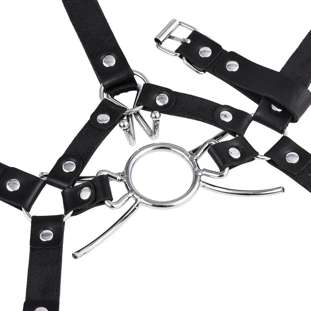 أقنعة VaHppy الكمامة تسخير الأنف السنانير SM BDSM عبودية القط ويسكي نمط زوجين ألعاب الجنس اللعب تأثيري الفولاذ المقاوم للصدأ + الجلود #4