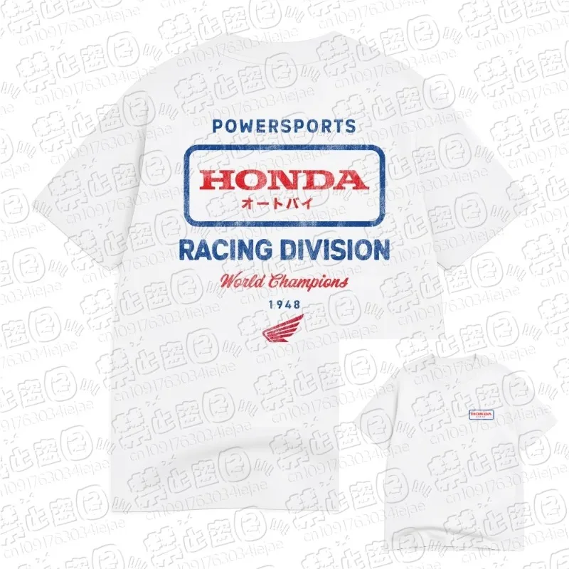 

The Racing Man's T-shirt From The Retro Motorcycle Series Features A Loose-necked Short-sleeved Hip-hop Tops Honda Non-wing Tee
