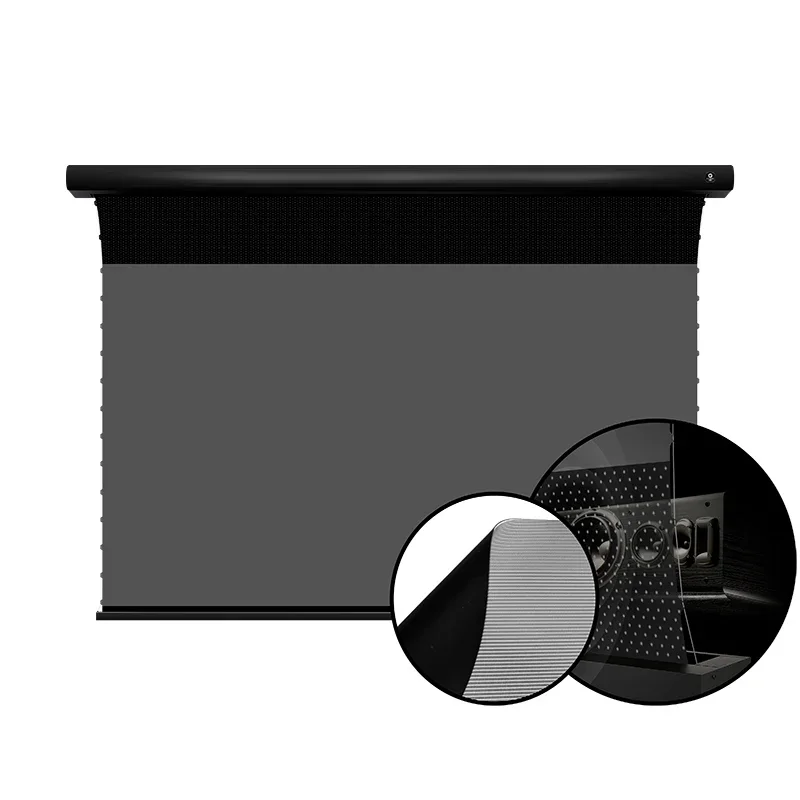 XIJING U2P 120 inch electric perforate Transparent portable ust alr projection screen drop down motorized projector