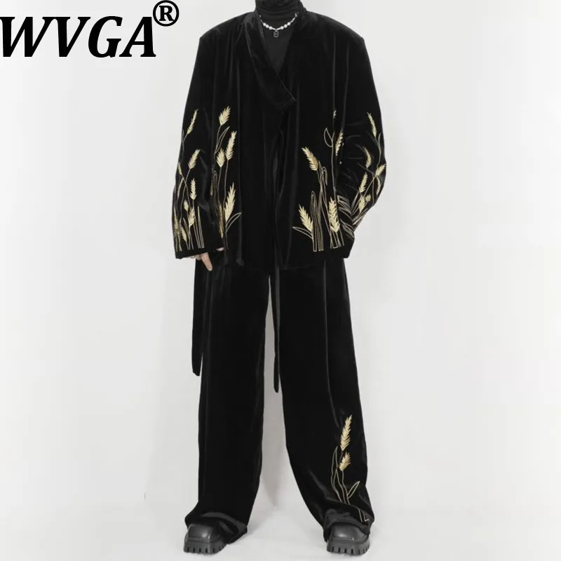 ชุดสูทลำลองสองชิ้น สไตล์สตรีทแวร์ รุ่น WVGA สำหรับฤดูใบไม้ผลิและฤดูใบไม้ร่วง ดีไซน์ทันสมัย ไม่มีปกเสื้อ พร้อมกางเกงทรงตรง รุ่น W14737