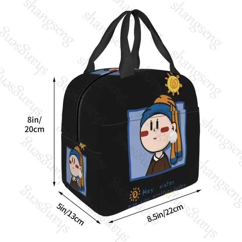 Illustration Celebrity Oil Painting Insulated Thermal Bag Lunch bag Foods Drink Storage Leakproof Picnic Camping Bags Box beach