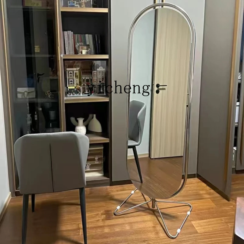 

Zc Medieval Internet Celebrity Ins Floor Mirror Movable Full-Length Mirror Rotating Dressing Mirror