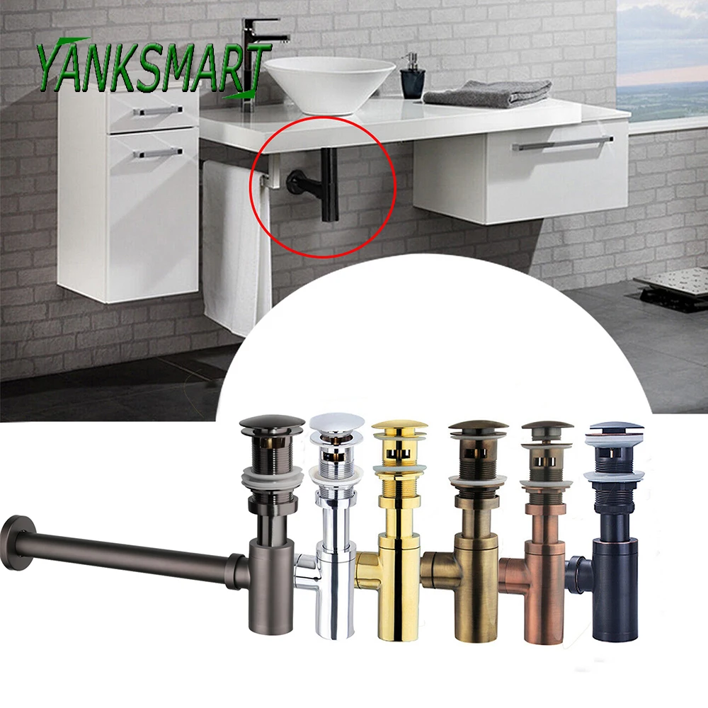 YANKSMART Bottle Traps Pop up Drain with / without Overflow Basin Waste Basin P-Traps Waste Pipe Wall Drainage Plumbing Tube