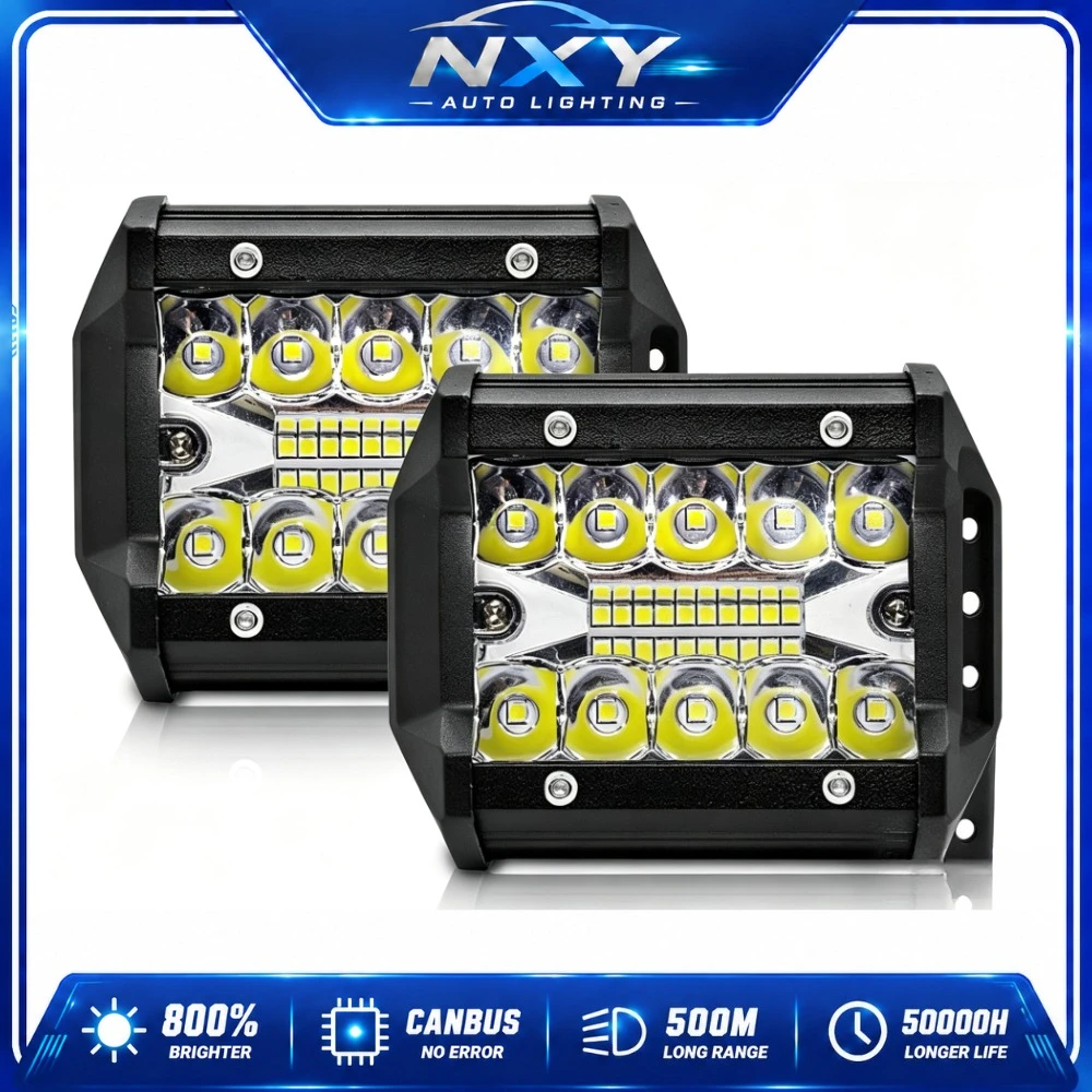 NXY 4 Inch 60W Triple LED Work Light Off Road Driving Lamp for Truck SUV ATV UTV 4x4s Auxiliary Spotlight Headlight Super Bright