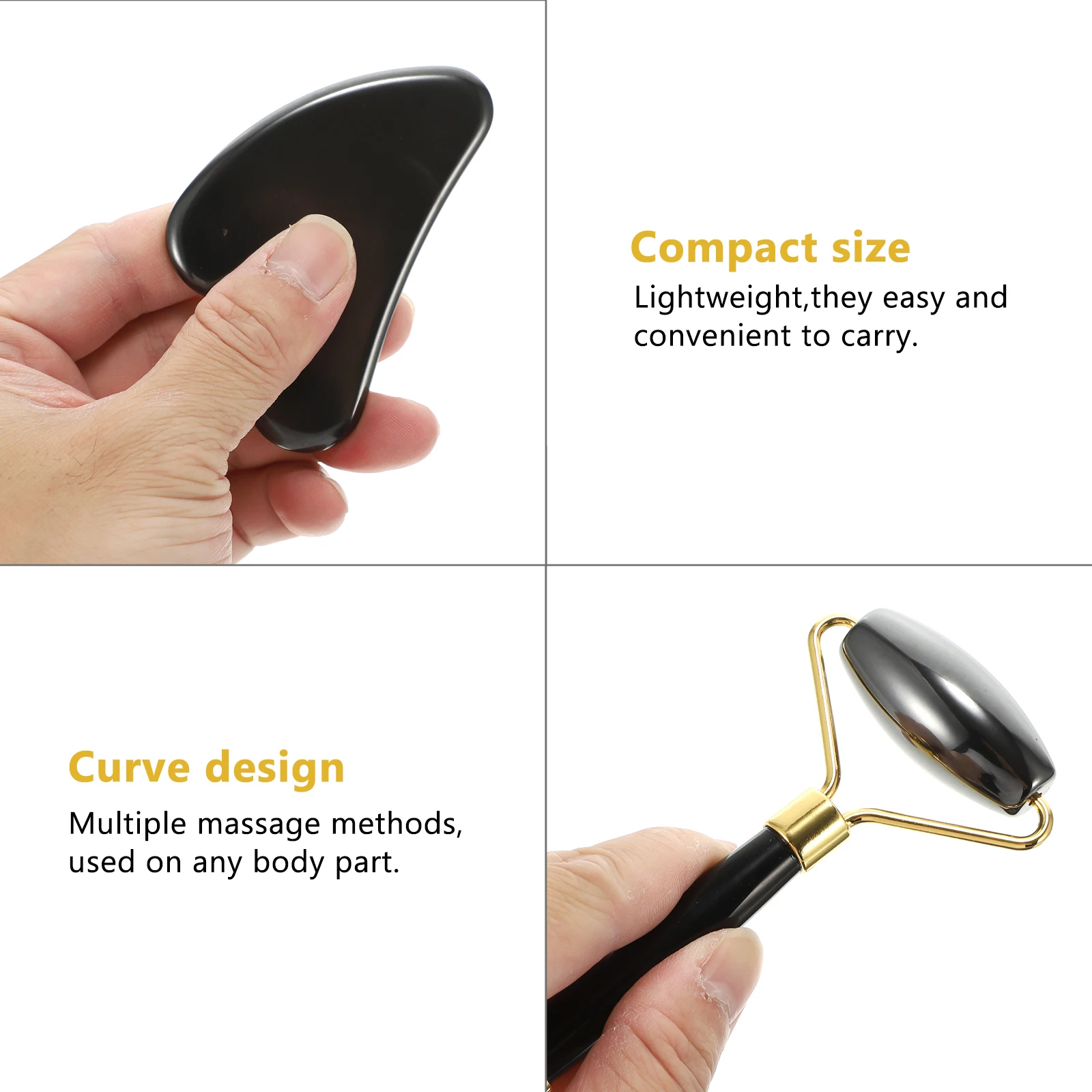 

2 pcs 1 Set Facial Massage Kit Stainless Steel Scraping Plate Roller Massager Tools Gua Sha Board Manual Massage