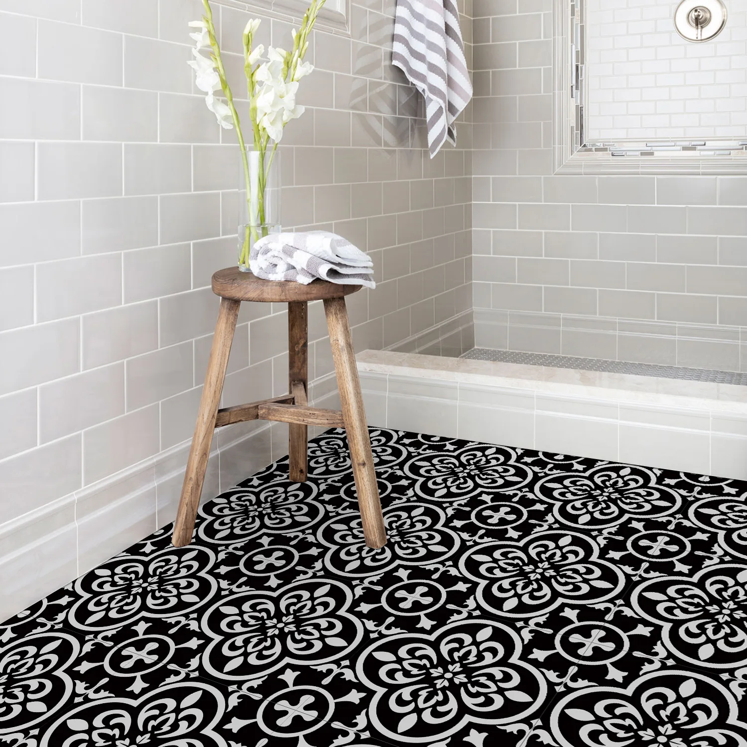 30/20cm estilo português preto branco telha piso adesivos engrossado adesivo cozinha banheiro decoração adesivo de parede decoração de casa