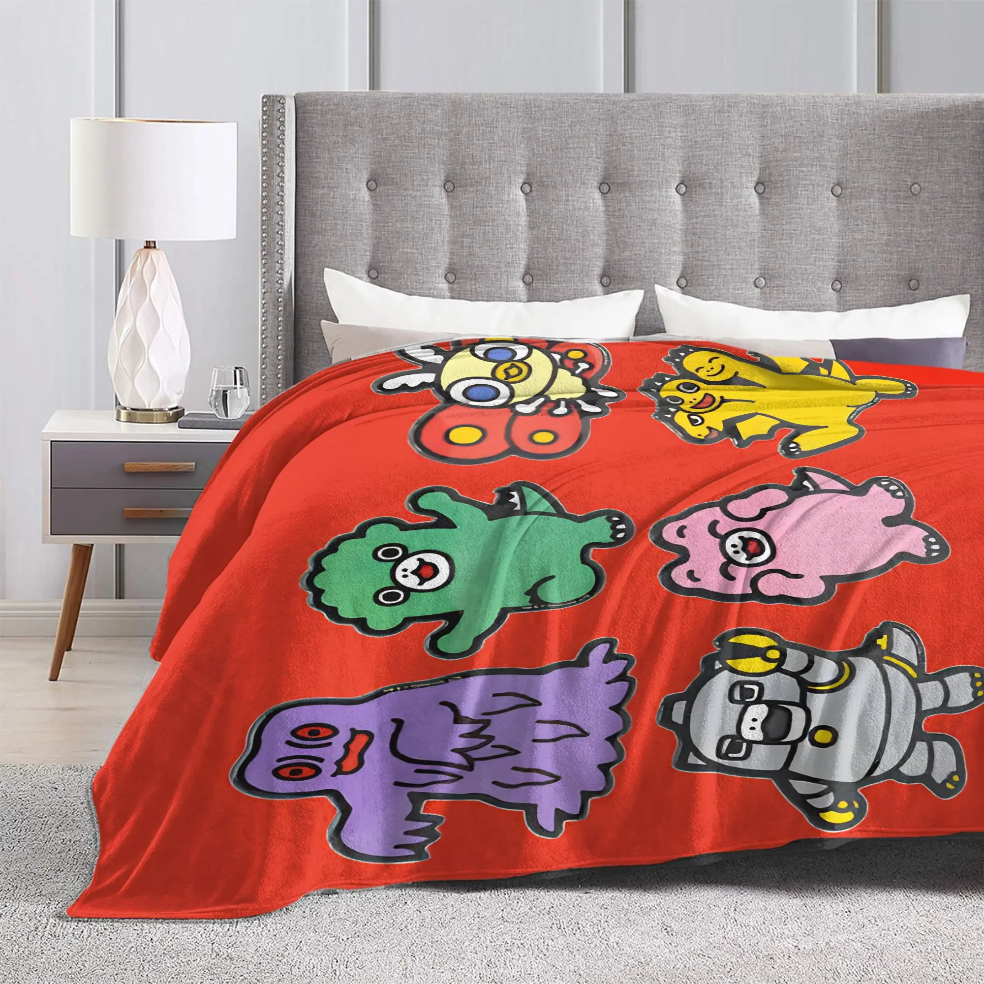 Chibi Monster Raids Again Blankets 90s Flannel Novelty Warm Throw Blankets for Home  Winter