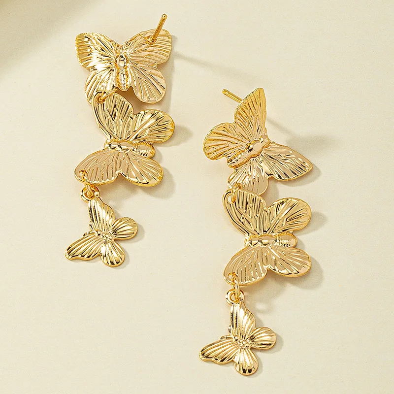 Geometric Butterfly Tassel Long Metal Earrings For Women Party Gift Holiday OL Fashion Jewelry Ear Accessories AE100