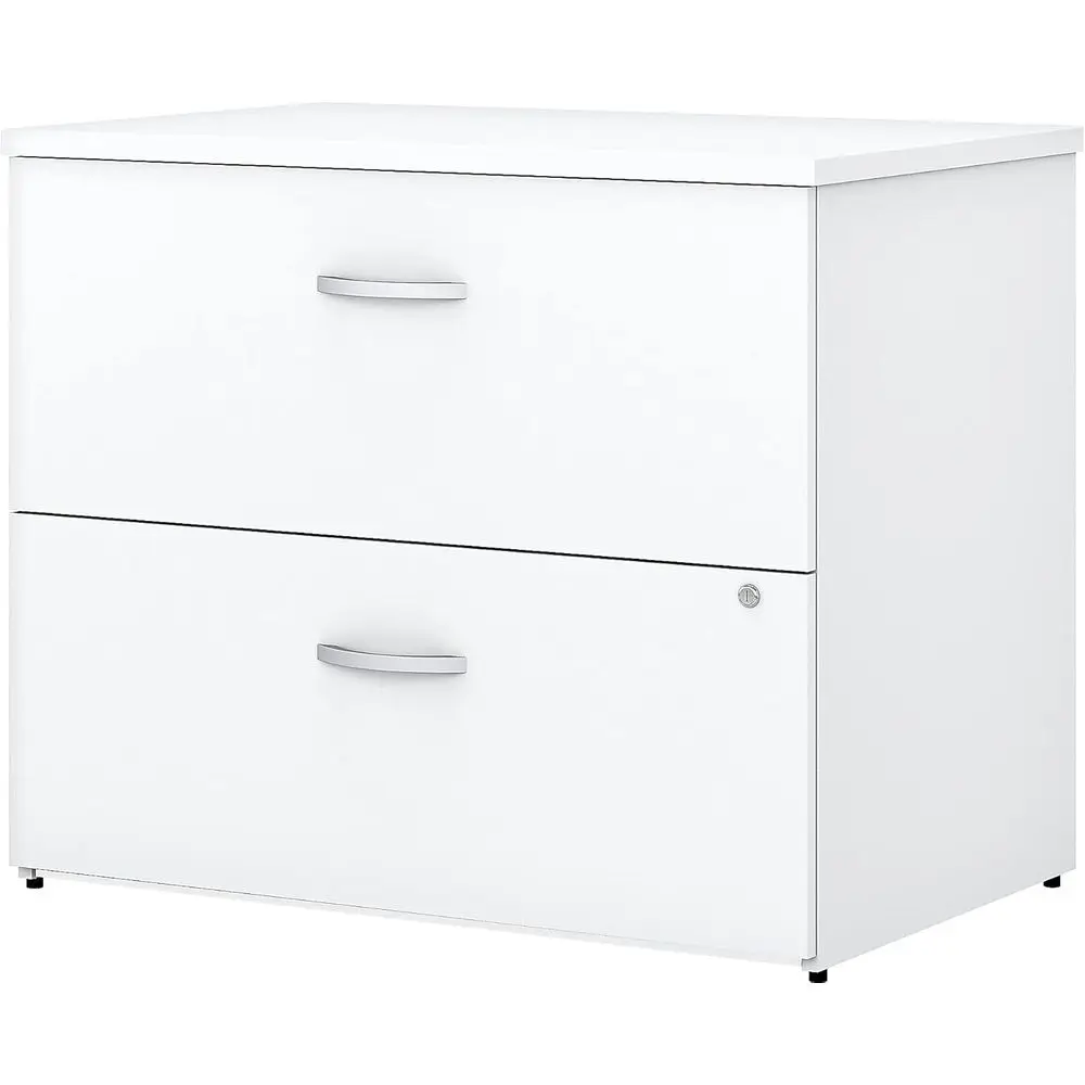 

White Lateral File Cabinet, Assembled, Easy Office 2 Drawer