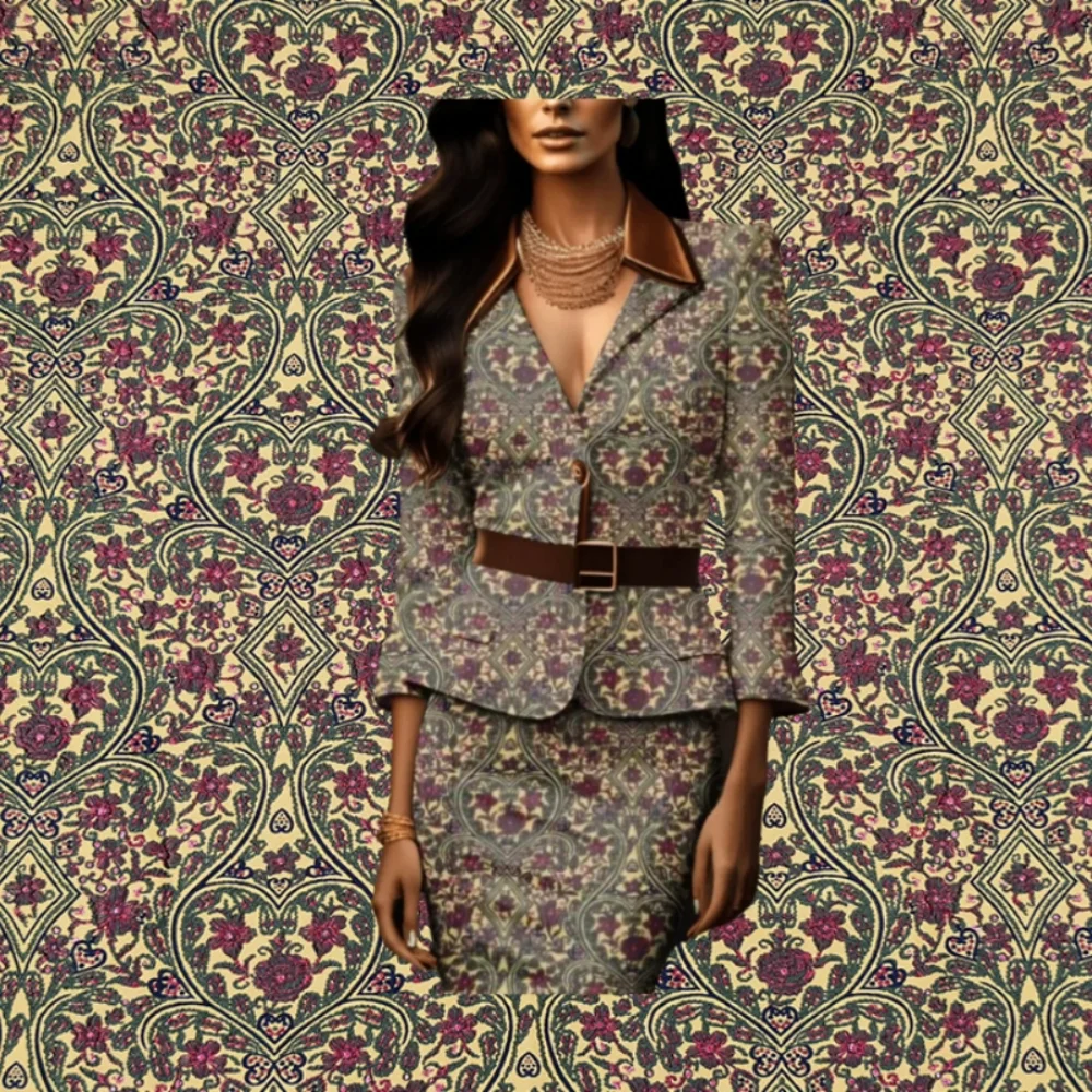 

Gold Wire Jacquard Brocade Fabric European Brand Fashion Stiff Dress Clothing Suit Windbreaker Fabrics Cloth Diy Sew Per Meter