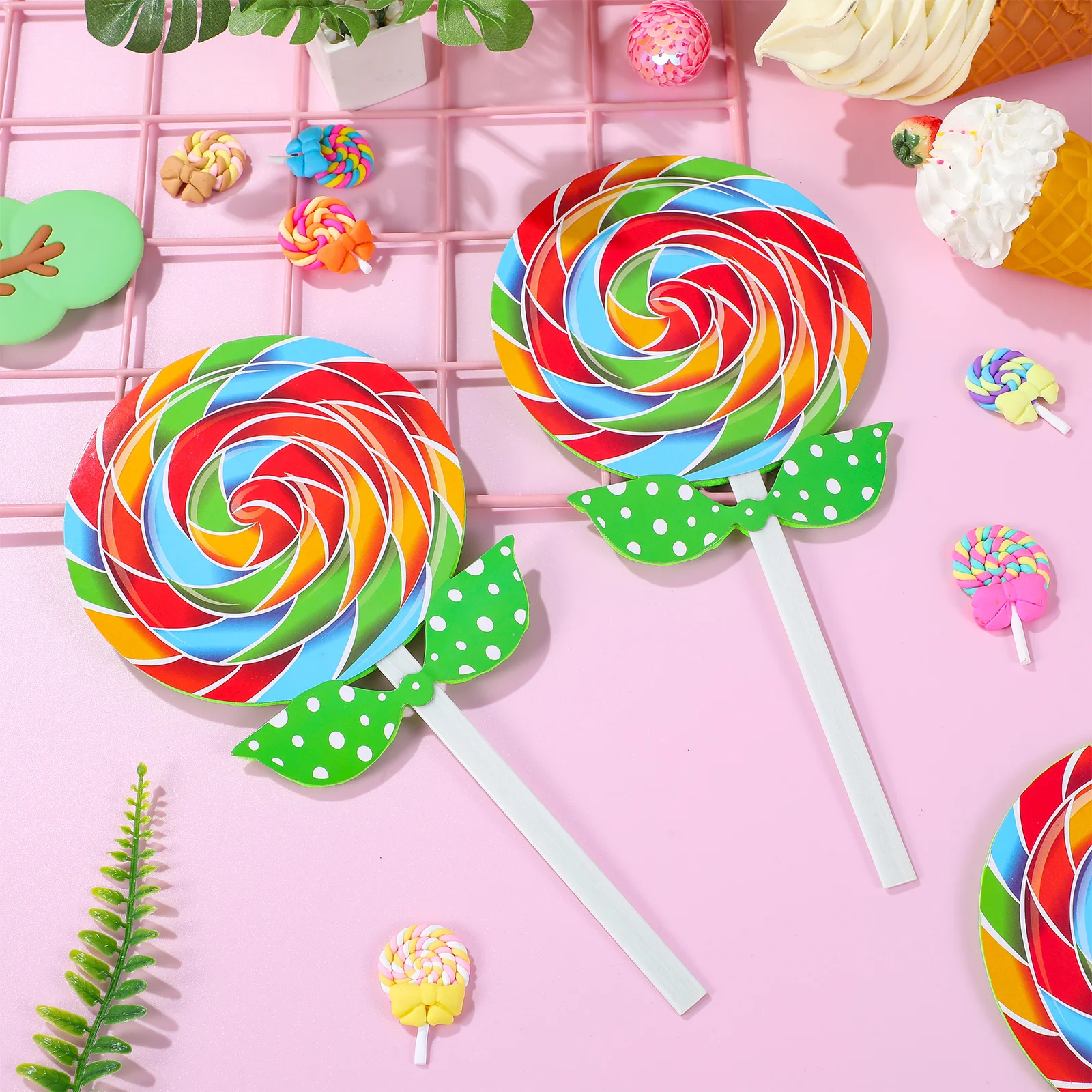 

4Pcs Giant Lollipop Props Vibrant Photography Props for Dance Party Fun Colorful Scene Enhancer Studio Posing