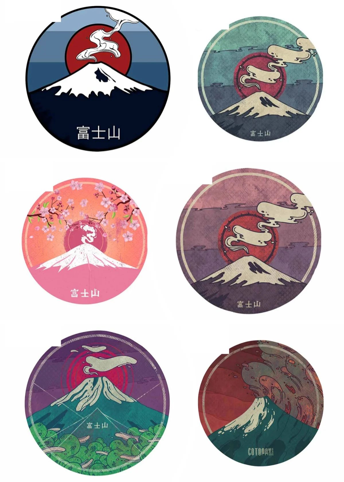 For View Mount Fuji Smoke Cartoon Vinyl Decal for Cars Laptops Motorcycles Block Scratches Waterproof PVC Sticker Wholesale