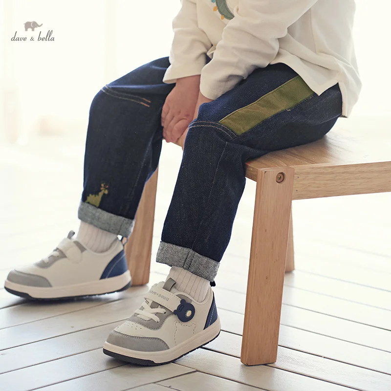 Dave Bella Boys Spring Fashion Jeans Pants Kids Cotton Loose Casual Pants Children All-match Autumn Denim Trousers DB3242035