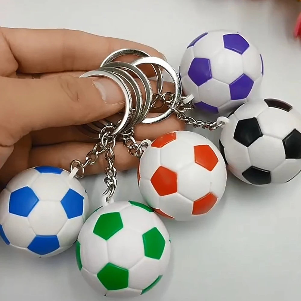 6-48pcs Soccer Ball Keychains Mini Football Key Ring Sports Ball Keychain for Kid Party Favors Soccer Birthday Party Supplies