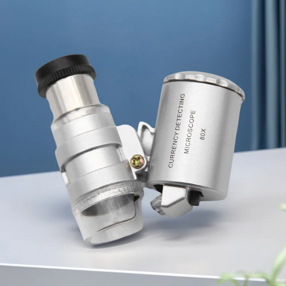 Jewelry Appreciation Microscope with LED Adjustable Jeweler Loupe Illuminated Handheld Magnifying Glass for Currency Detection