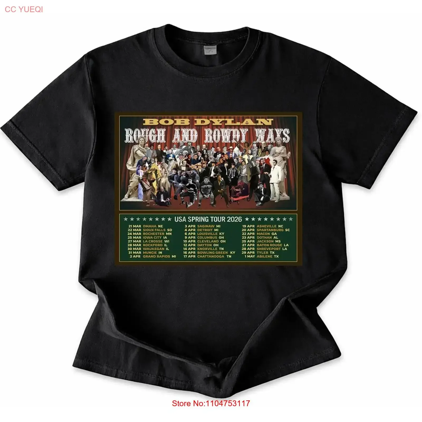 Bob Dylan Rough And Rowdy Ways Tour 2026 T Shirt Gif Fan long or short sleeves vintage Washed Comfortable fashion
