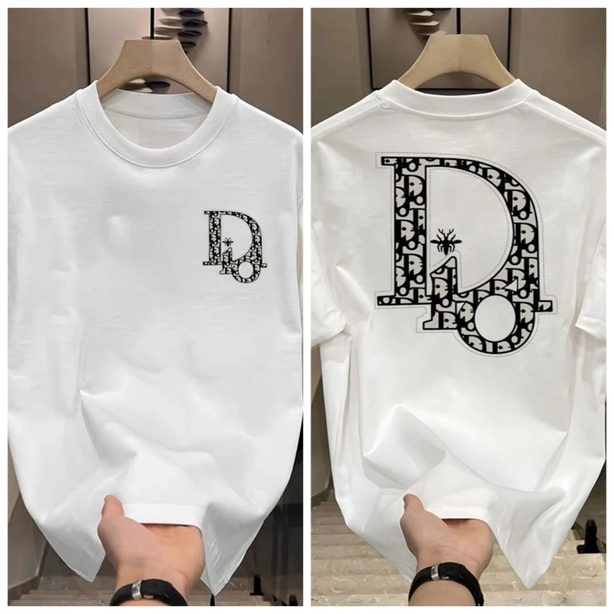 Heavy Trendy Brand Letter T-shirt American Ruffian Handsome Print Men's and Women's Summer Trend Loose Short-sleeved Crew Neck