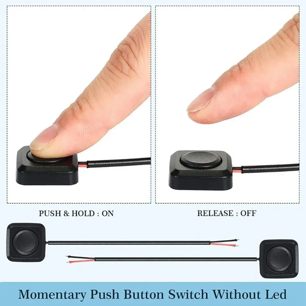 Mini Momentary Push Button On Off Switch Black Plastic 12V 24V Car Push Buttons Adhesive Button Switch Accessories