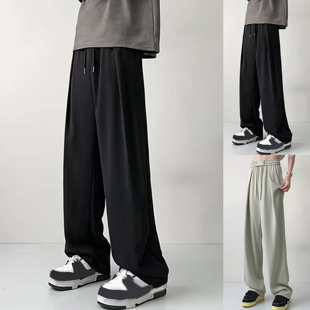 

Men Summer Lightweight Wide Leg Sweatpants Loose Solid Pants Casual Trousers