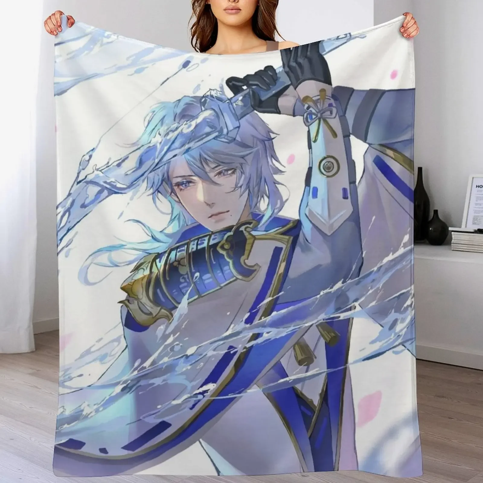 Kamisato Ayato Throw Blanket Breathable Lightweight Blanket for Adults Kids