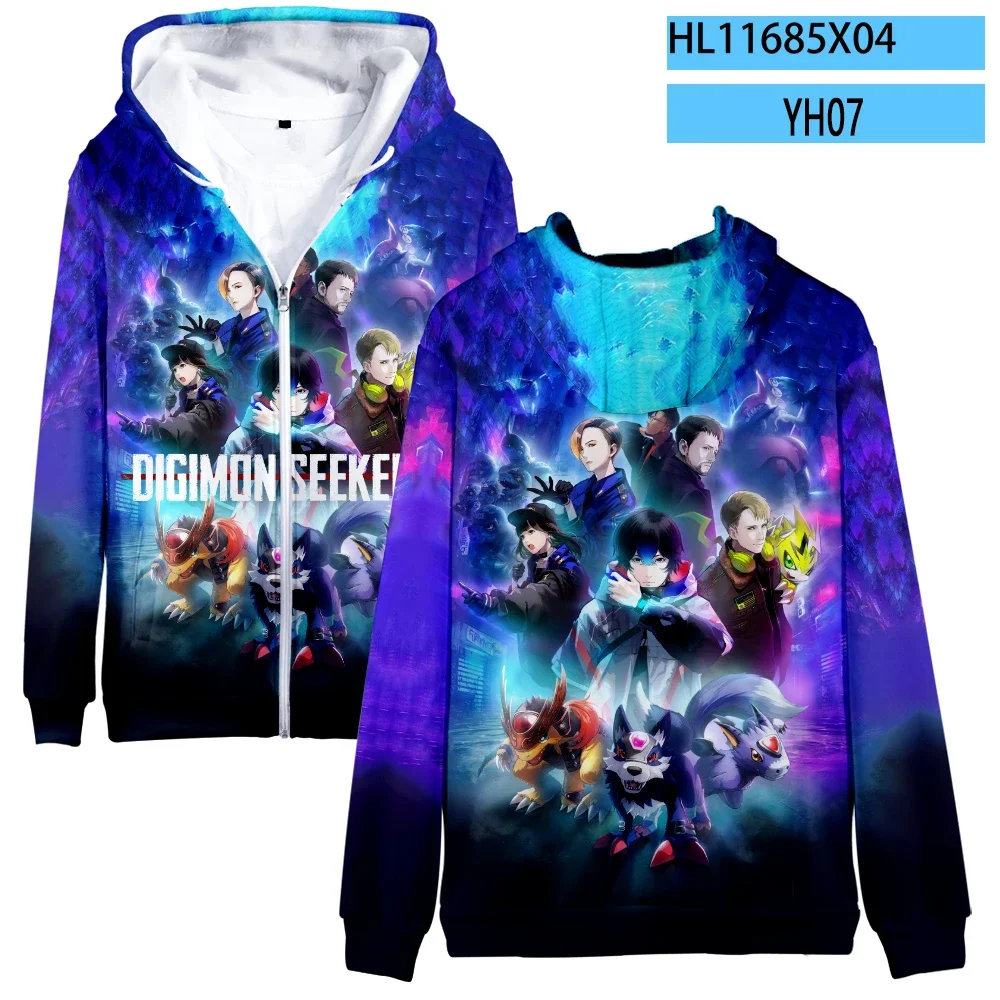 Anime Digimon Seekers 3D Print Zip Up Women/Men Hoodie Sweatshirt Boys Girls Kids Streetwear Hip Hop Pullover Hooded Jacket