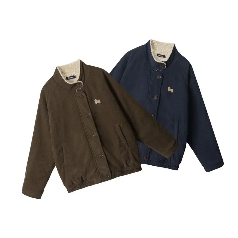 

Теплый жакет на подкладке для пар HeyHenry, свободное осенне-зимнее вельветовое хлопковое пальто с воротником-стойкой, новинка 2025 года, женское и мужское