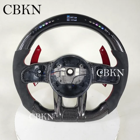 Customized Real Carbon Fiber Steering Wheel For Benz Mercedes AMG C63 E63 W205 W204 G55 G500 W212 W463 CLS63 2018-2021 LED Wheel